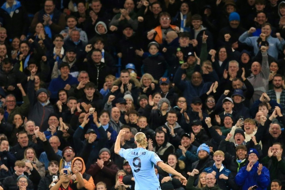 Erling Haaland scored twice as Man City crushed Copenhagen. AFP