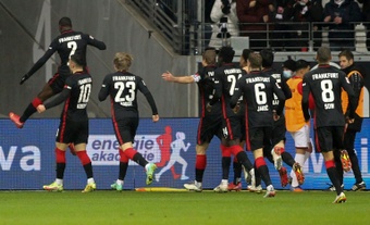 Eintracht Frankfurt scored five against Bayer Leverkusen. AFP