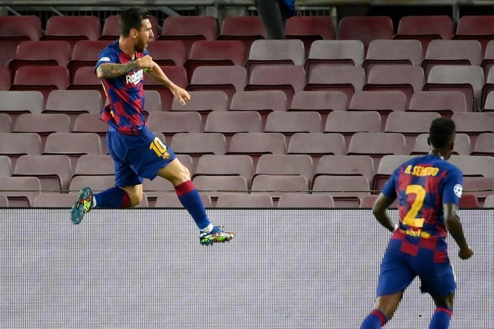 Lionel Messi helped Barca book a last eight spot v Napoli. AFP