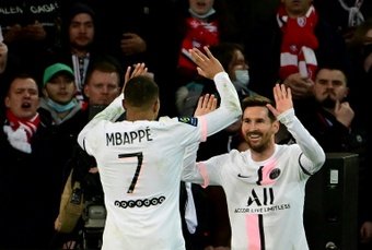 Lionel Messi and Kylian Mbappe both scored on Sunday for PSG. AFP