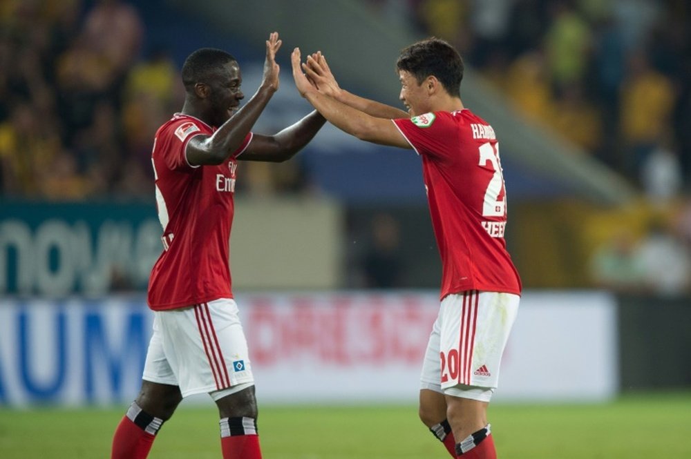 Korean forward Hwang scored the only goal as Hamburg overcame Dresden. AFP