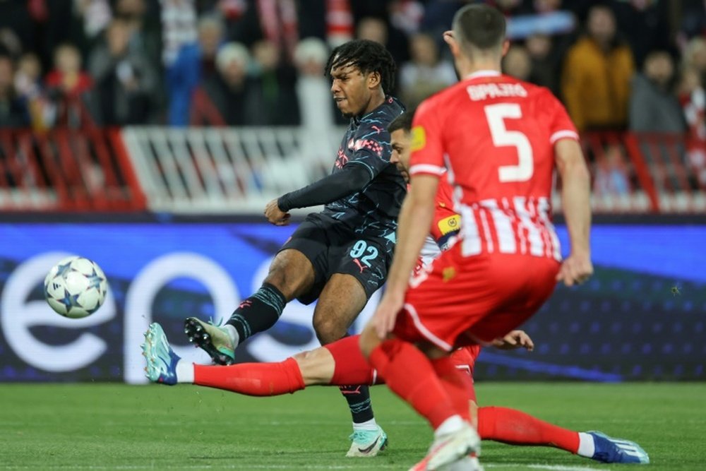 Micah Hamilton opened the scoring in his Man City debut. AFP