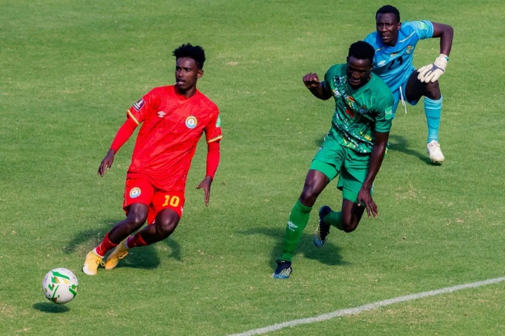 Abubeker Nasir equalises for Ethiopia in a 1-1 draw against Zimbabwe in a World Cup qualifier. AFP