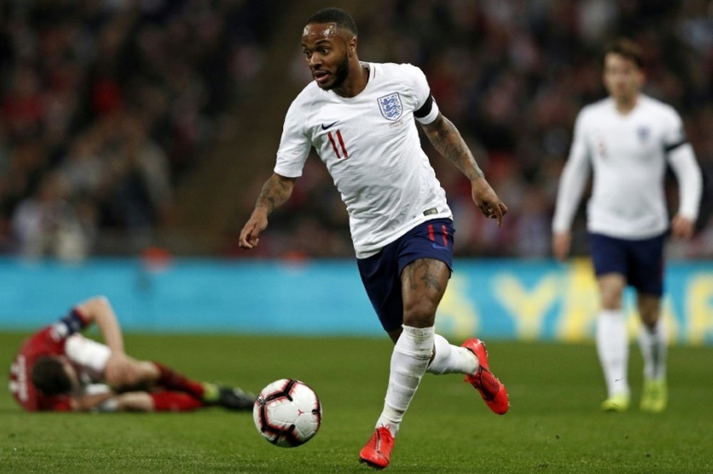 Sterling scored his first England hat-trick against Czechs. AFP