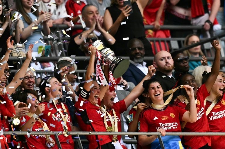 Manchester United made history as they won the Women's FA Cup for the first time with a 4-0 rout of Tottenham in the final at Wembley on Sunday.