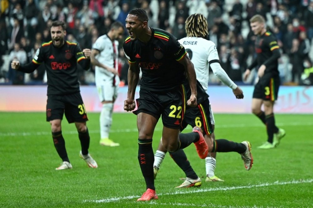 Sebastian Haller (front) netted twice as Ajax came from behind to win. AFP