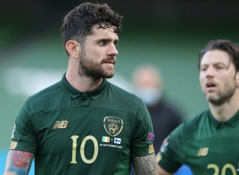 Robbie Brady (L) is looking to play at another major tournament for Ireland. AFP