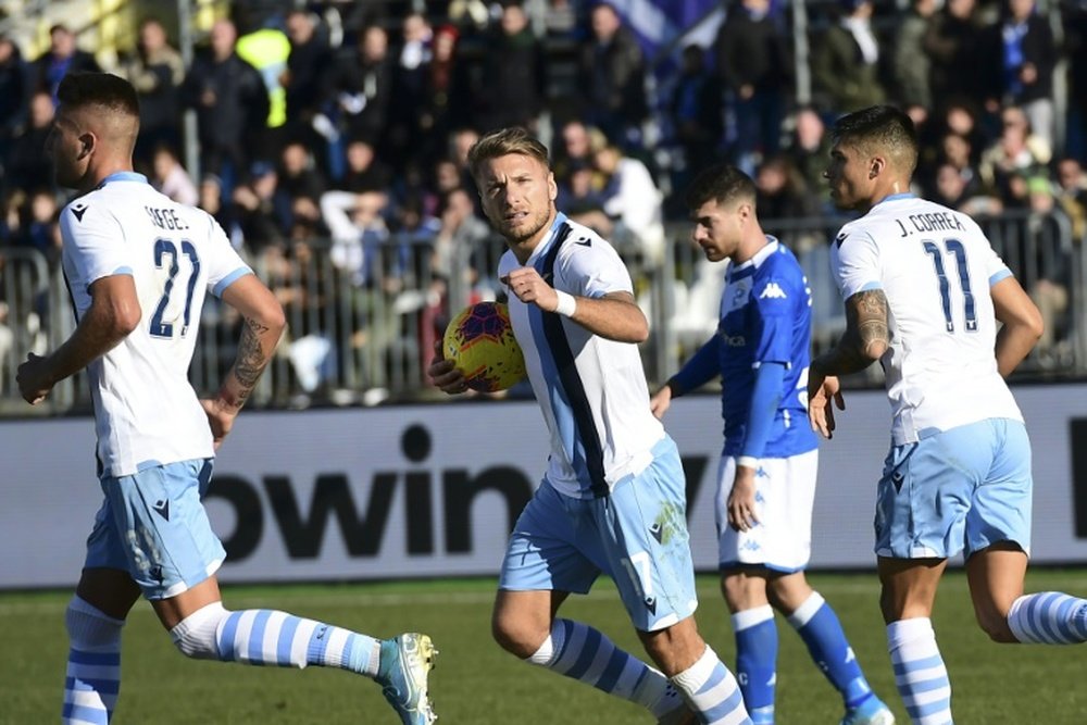 Immobile was the hero for Lazio in their victory at Brescia. AFP