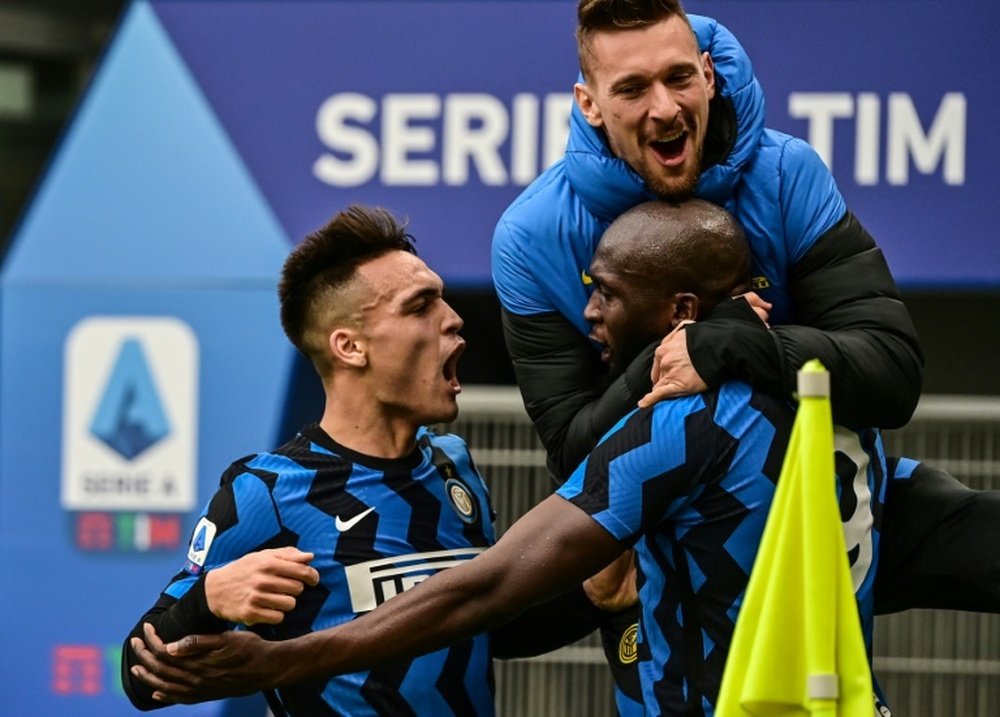 Lautaro Martinez and Lukaku scored as Inter beat AC 0-3. AFP