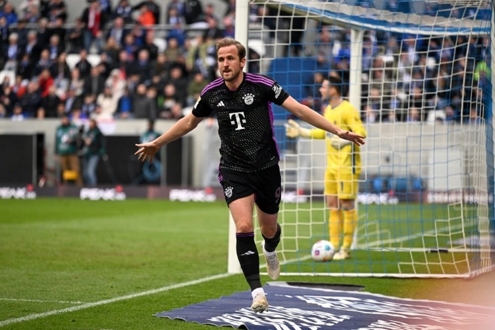 Kanes 31st goal that breaks the record for the most goals ever in a debut Bundesliga season. AFP