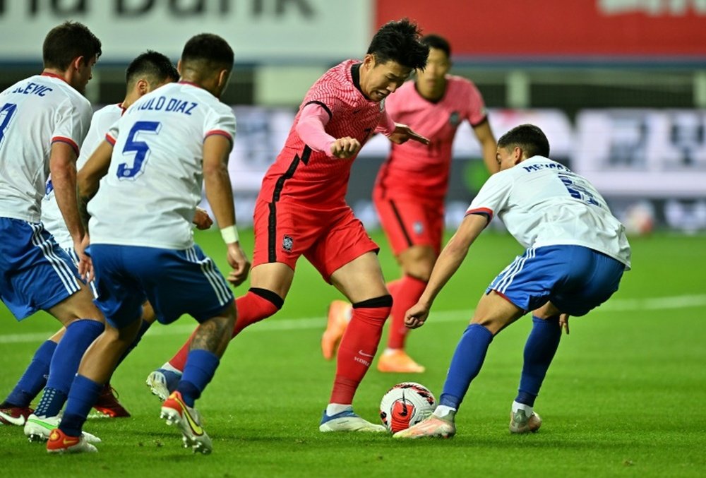 Son scored a gorgeous free kick to seal South Korea's win. AFP