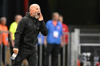 Jorge Sampaoli (L) has quit as Marseille coach. AFP