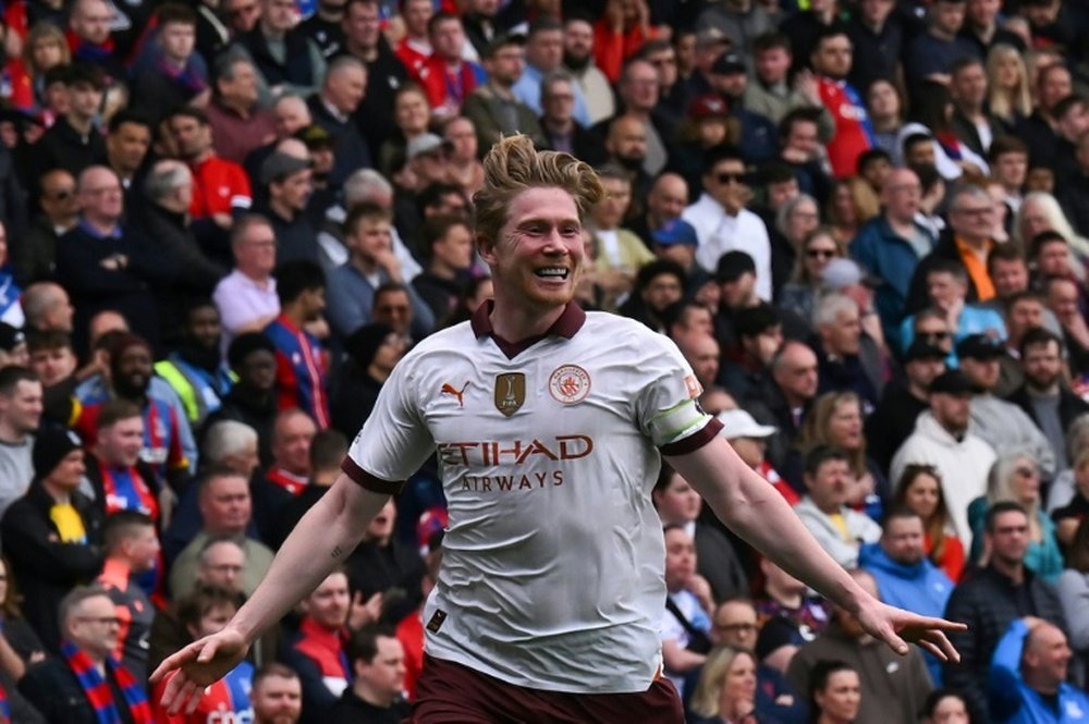 Kevin De Bruyne scored twice in Manchester City's 4-2 win at Crystal Palace. AFP