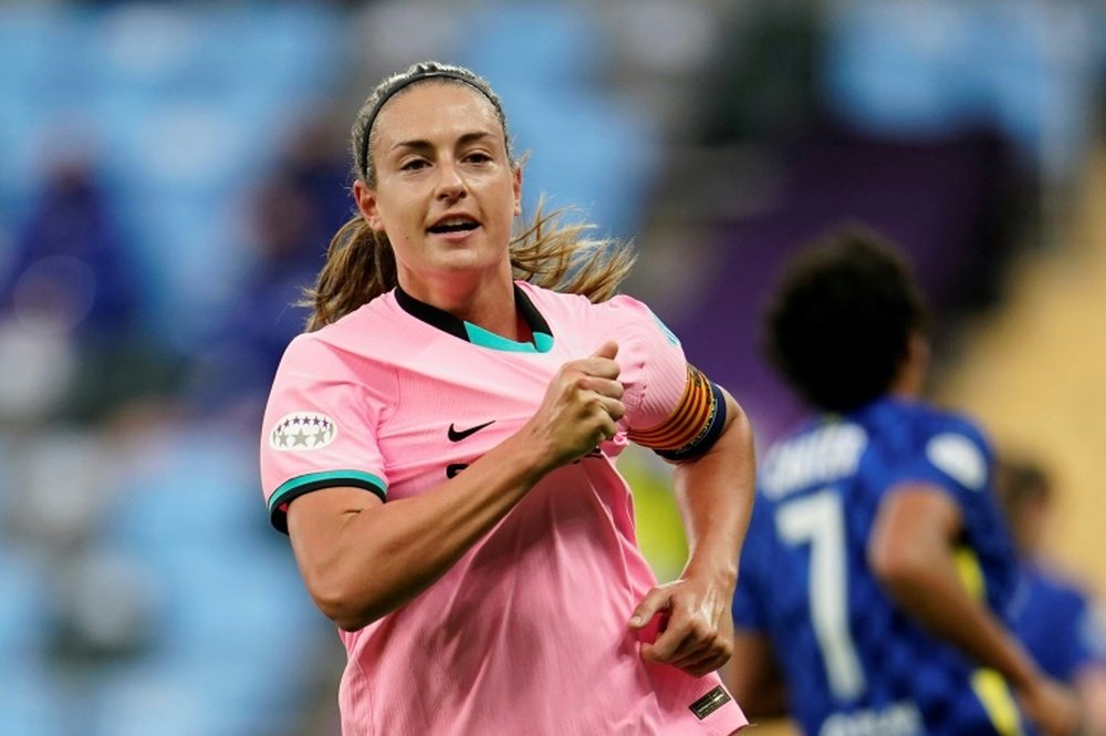Alexia Putellas scored as Barca thumped Chelsea in the Women's CL final. AFP