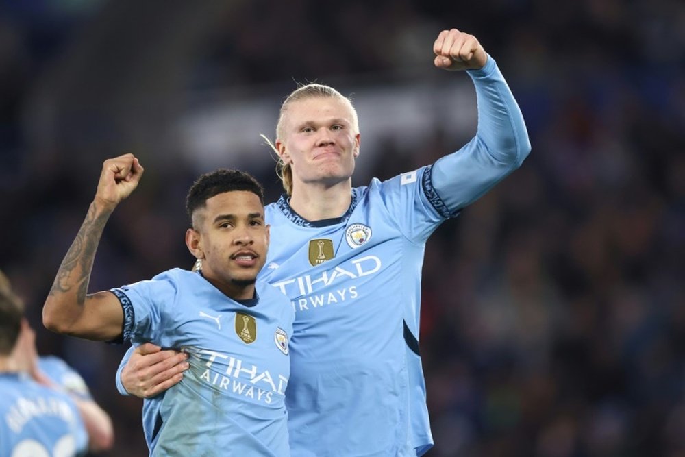 Erling Haaland and Savinho earned Man City a 2-0 win at Leicester. AFP