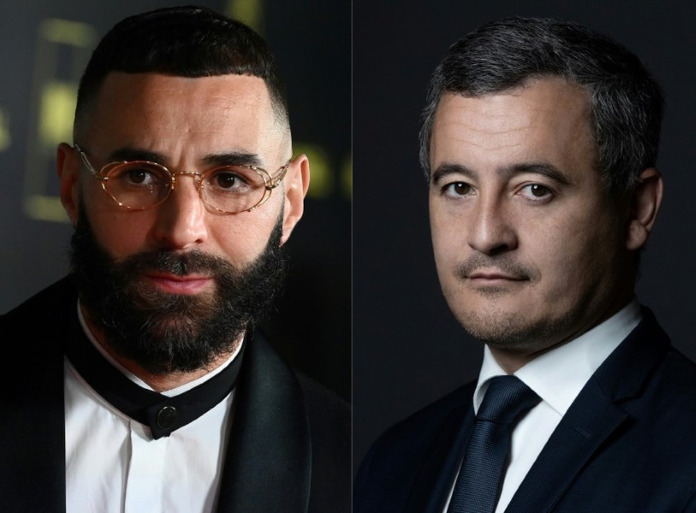 Benzema (L) accused Darmanin of underminig his honour and reputation. AFP