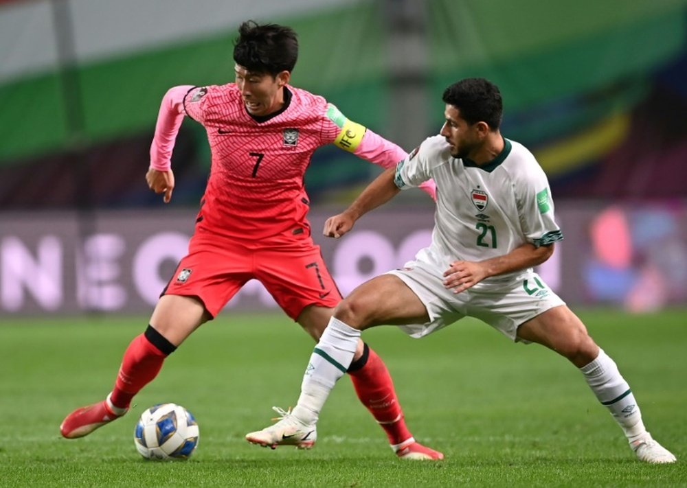 South Korea's Son Heung-min (L) was involved in a 0-0 draw with Iraq. AFP