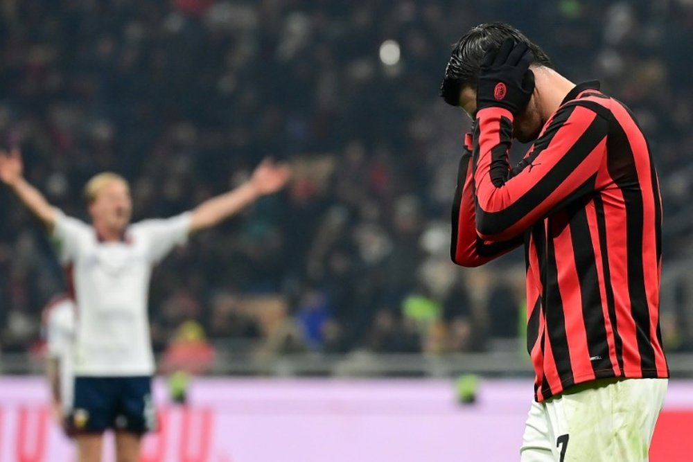 Morata missed AC Milans best chance against Genoa. AFP