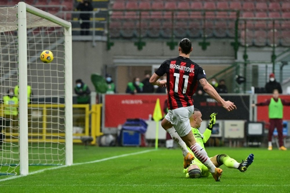 Zlatan Ibrahimovic brought up the 500 goal mark v Crotone. AFP