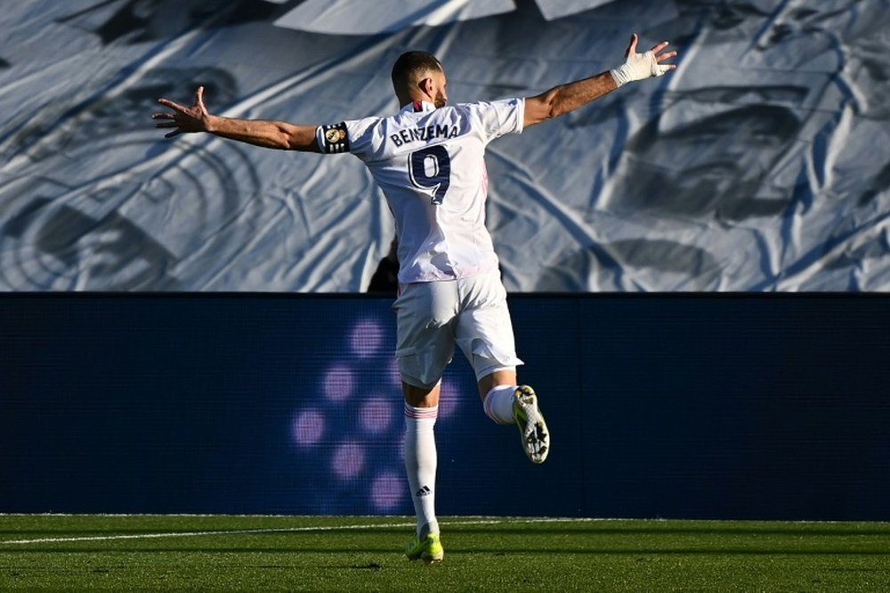 Karim Benzema scored twice as Real Madrid beat Elche late on. AFP