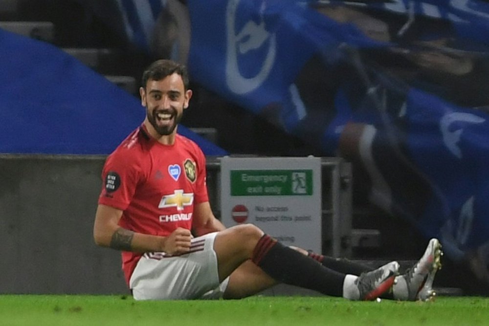 Bruno Fernandes got a double in United's win at Brighton. AFP