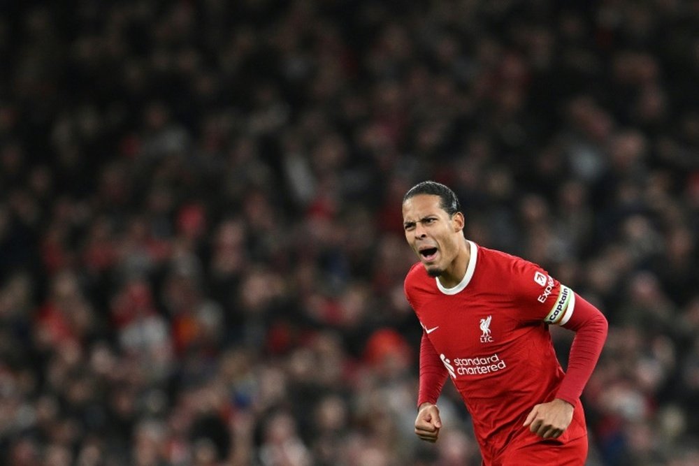 Virgil van Dijk started the Liverpool fightback against Luton. AFP