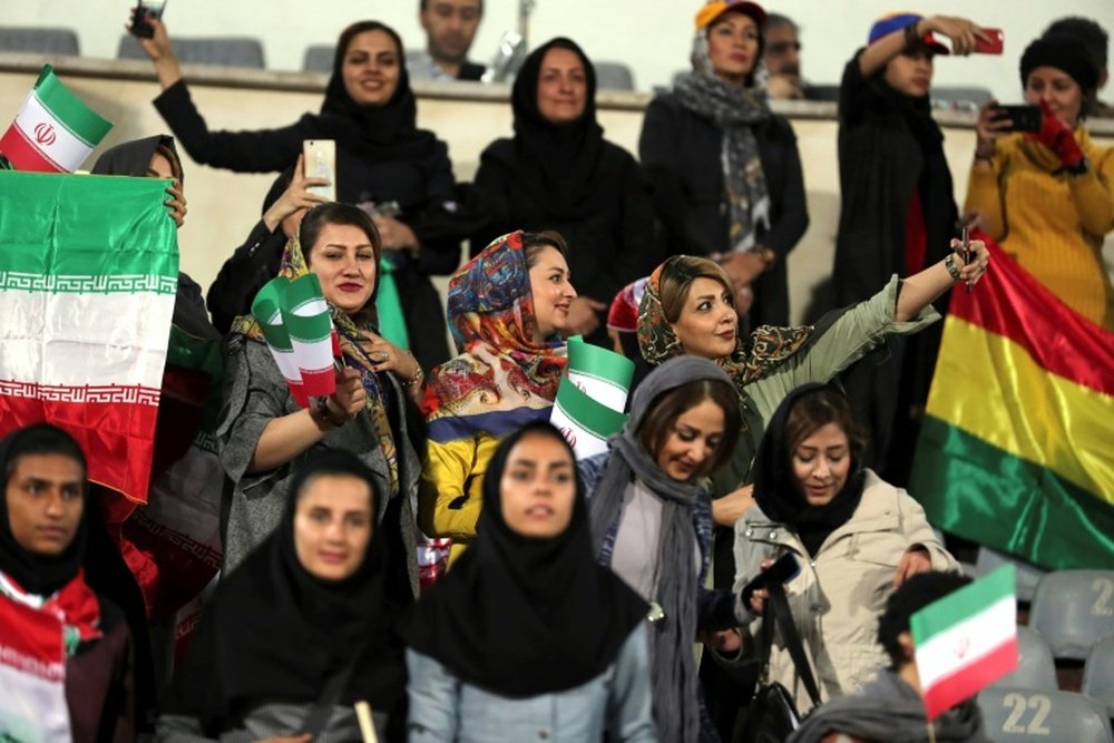 Women pictured during Iran's clash against Bolivia. AFP