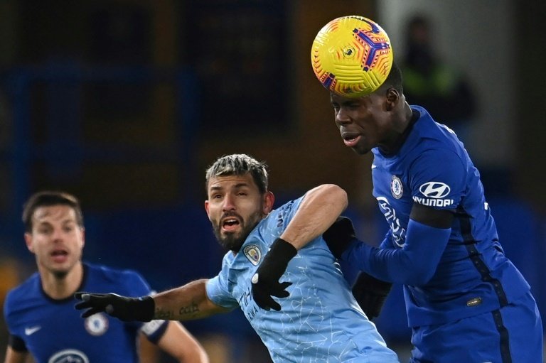 Sergio Aguero (C) is currently self-isolating. AFP