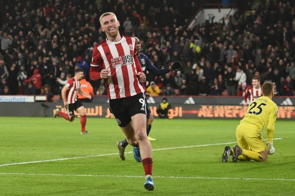 Oliver McBurnie scored the only goal of the game in Sheff Utd's win over West Ham. AFP