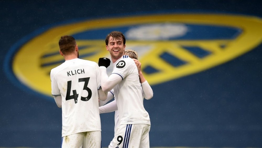 Patrick Bamford (C) scored in the win against Tottenham. AFP