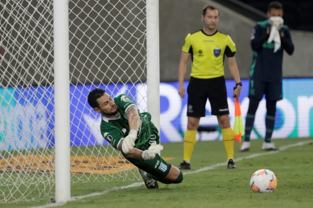 Willian Arao and his stops throughout the match saw Racing pass Flamengo. AFP