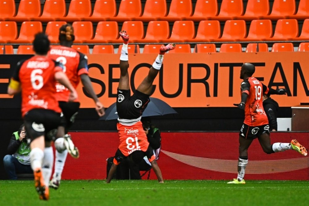 Moffi's late goal saw Lorient defeat PSG 3-2. AFP