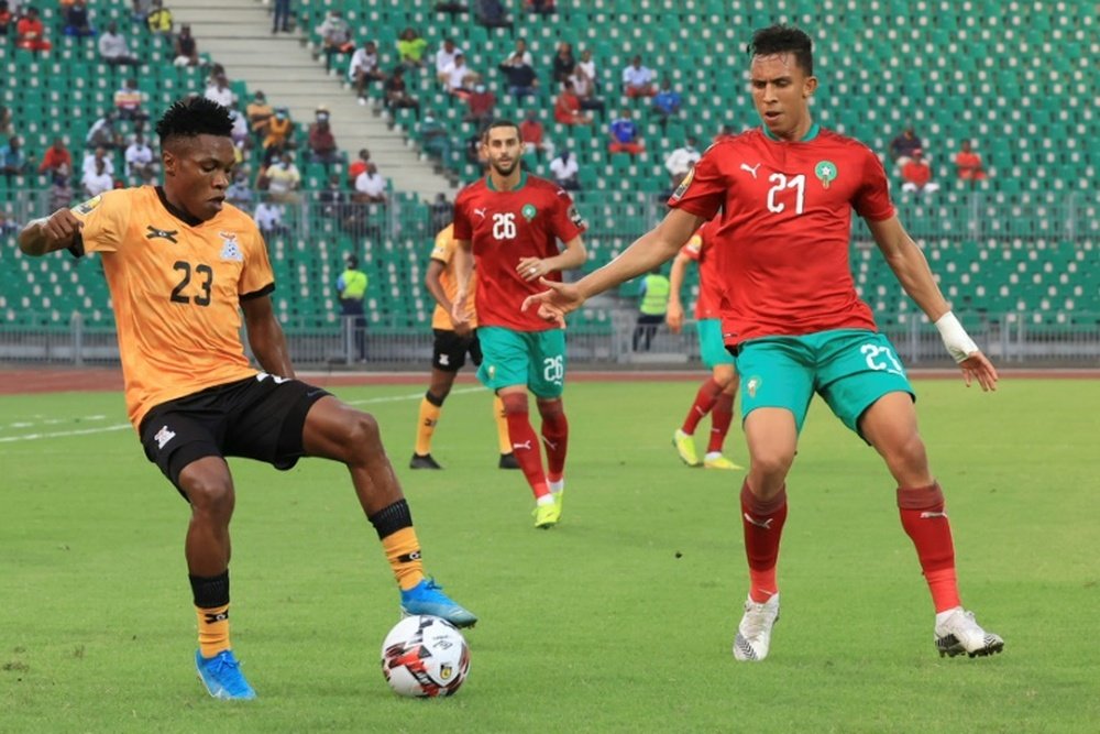 Casablanca star Soufiane Rahimi (R) plays his international football for Morocco. AFP