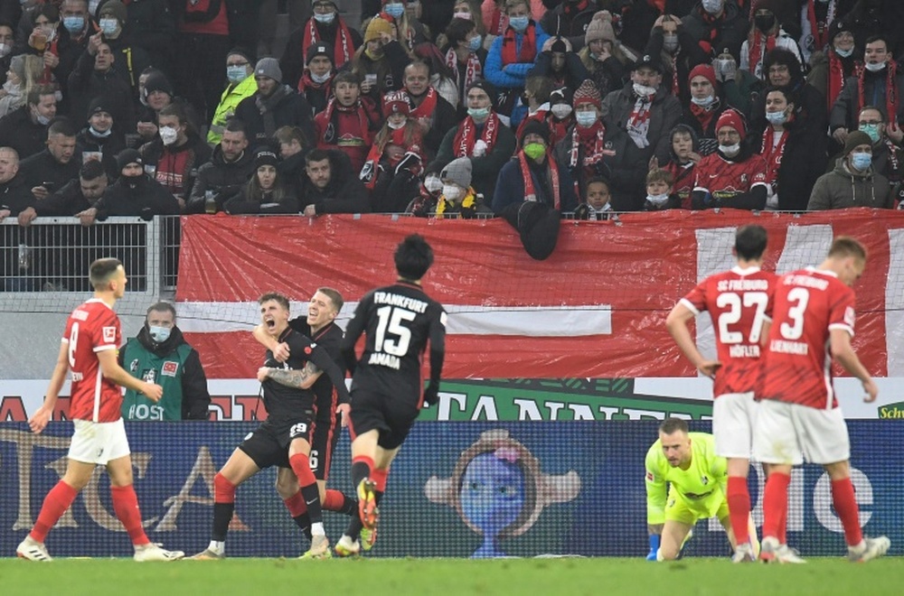 Jesper Lindstrom scored as Frankfurt won 0-2 at Freiburg. AFP