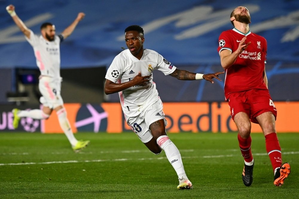 Vinicius Junior (C) was superb as Real Madrid claimed a deserved 3-1 victory. AFP