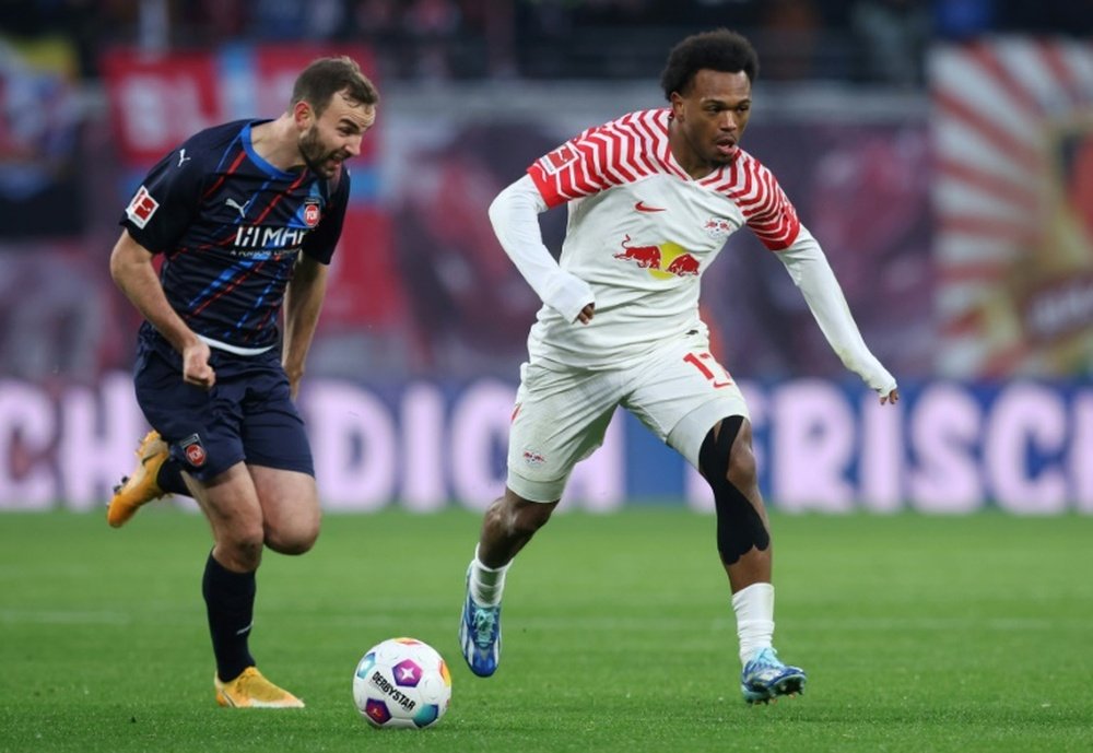 Lois Openda and Yussuf Poulsen scored the goals for Leipzig. AFP