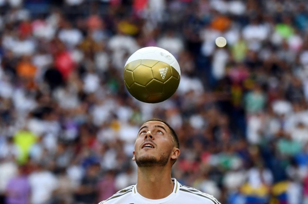 Hazard was unveiled at the Bernabéu on Thursday evening. AFP