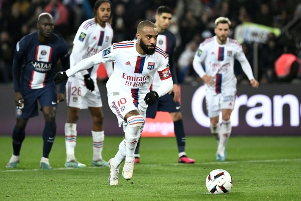Lacazette has scored 25 Ligue 1 goals since rejoining from Arsenal. AFP