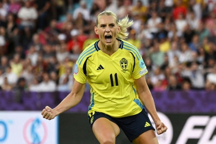 Stina Blackstenius scored Sweden's first goal against Germany at Womens Euro 2025. AFP