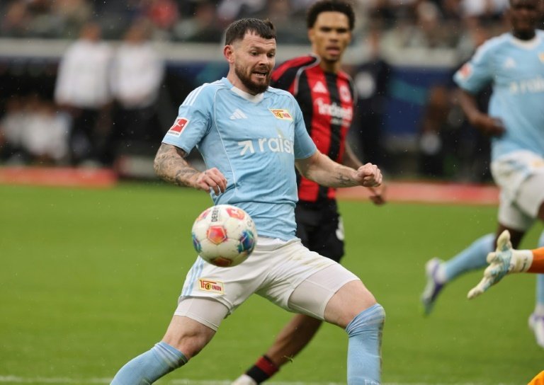 Oliver Burke scored a hat-trick against Eintracht Frankfurt on Sunday. AFP