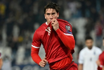 Serbia forward Dusan Vlahovic as been linked with a move to the Premier League. AFP