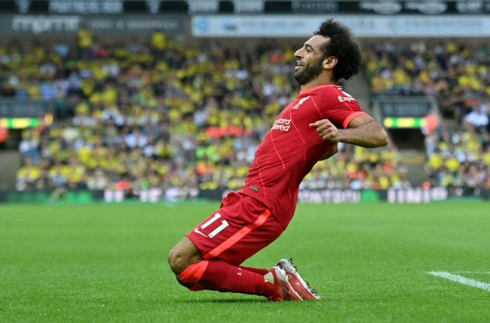 Mohamed Salah scored as Liverpool won 0-3 at Norwich. AFP