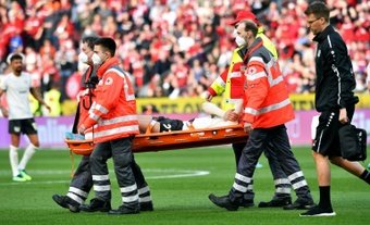 Florian Wirtz went off on a stretcher in Leverkusen's loss to Cologne. AFP