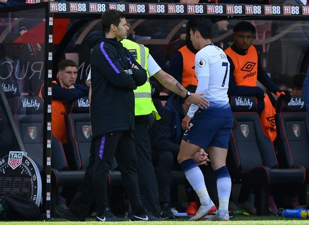 Tottenham's Son Heung-min storms away after being sent off at Bournemouth. AFP