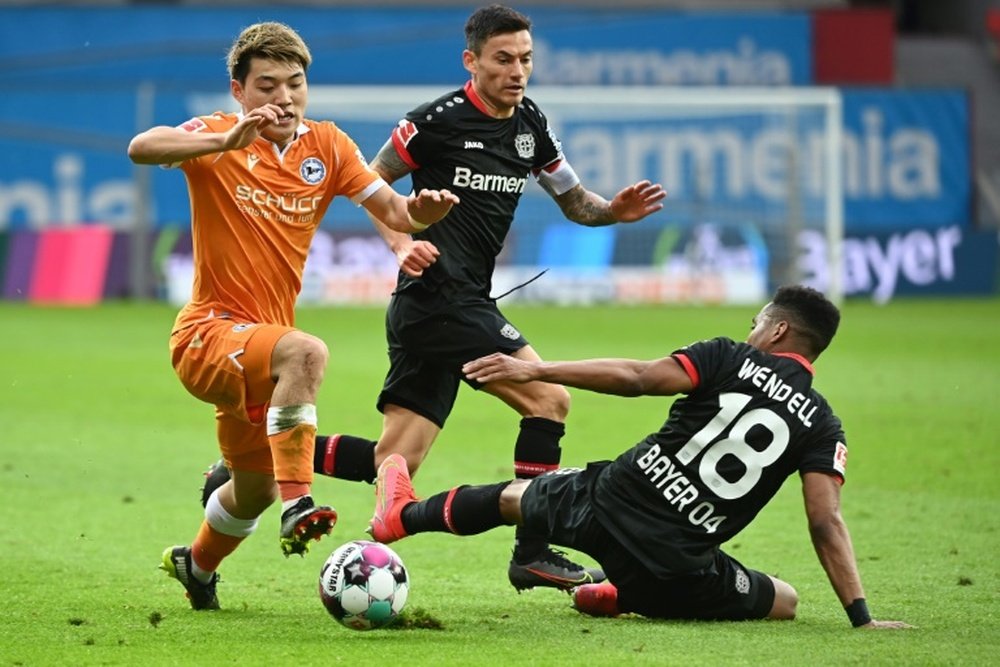 Ritsu Doan scored in Bielefeld's 1-2 win at Leverkusen. AFP