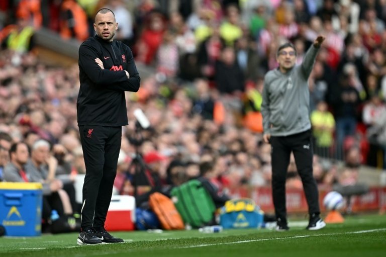 John Heitinga (L) had been working under Arne Slot at Liverpool. AFP