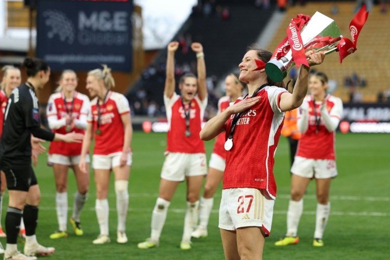 Arsenal women's team won the League Cup in March with a 1-0 win over Chelsea. AFP