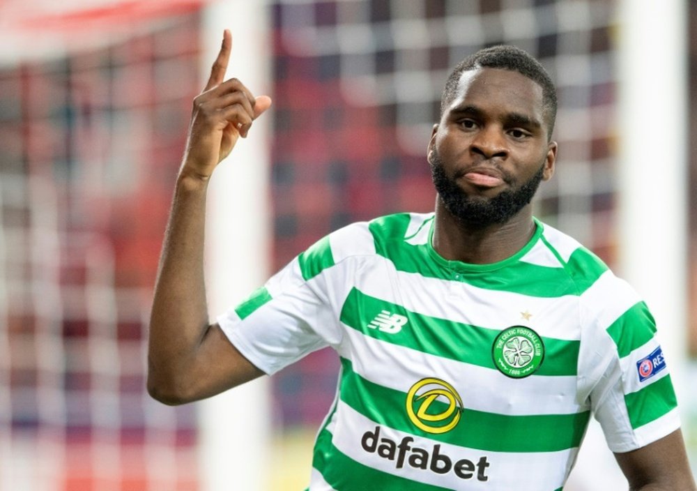 Celtic's Odsonne Edouard scored twice in a 5-0 thrashing of Hearts on Saturday. AFP