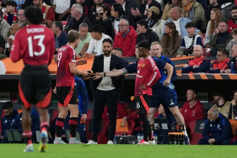 Amorim was unable to inspire his team to Europa League glory. AFP