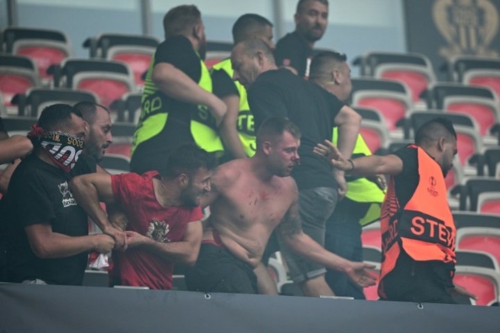 There were ugly scenes prior to Nice's game with Cologne. AFP